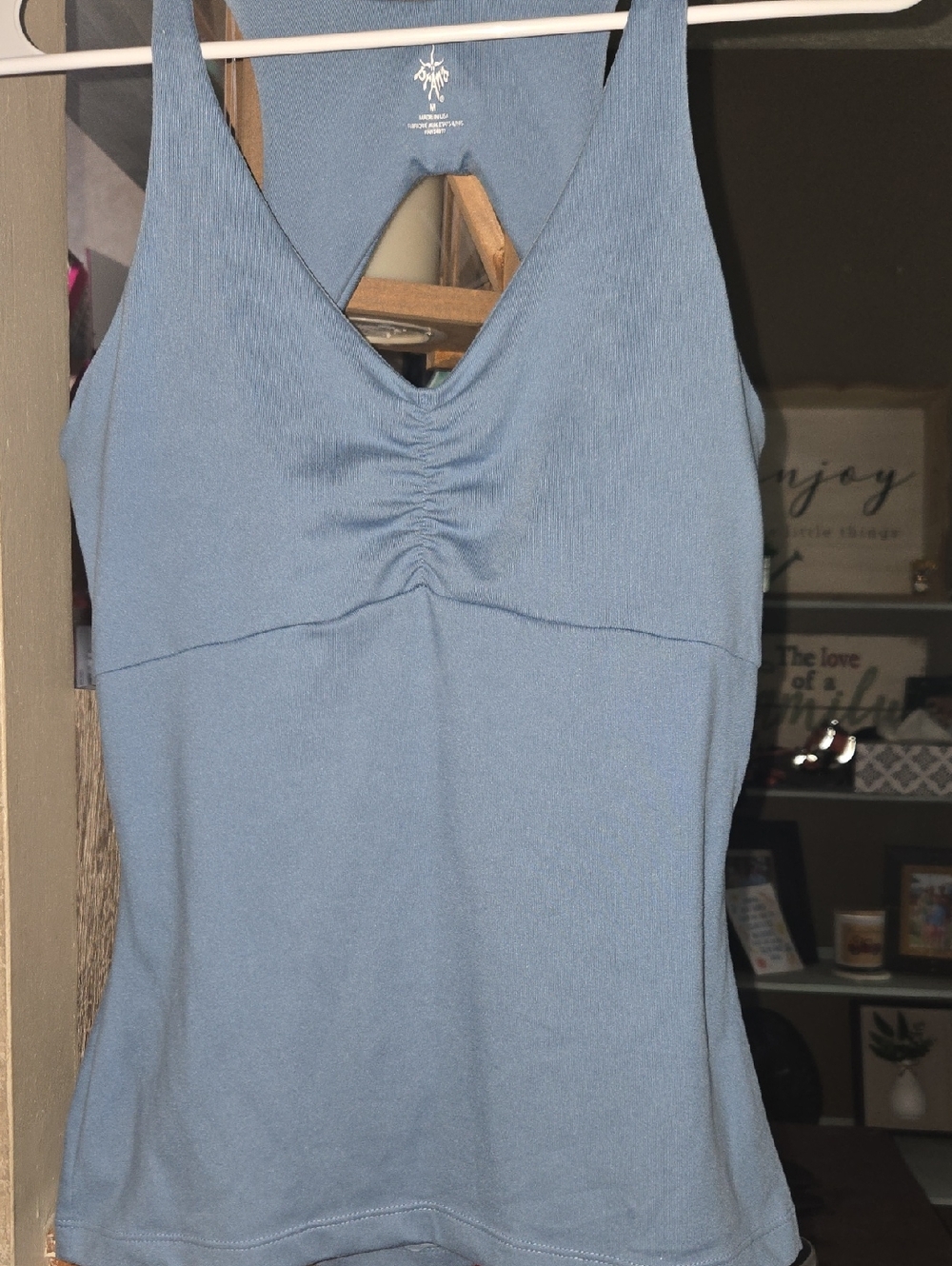 Prana Dusty Blue V-Neck Ruched Tank